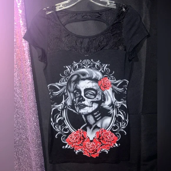 Gothic Marilyn Sugar Skull tee by Jawbreaker - Picture 3 of 5